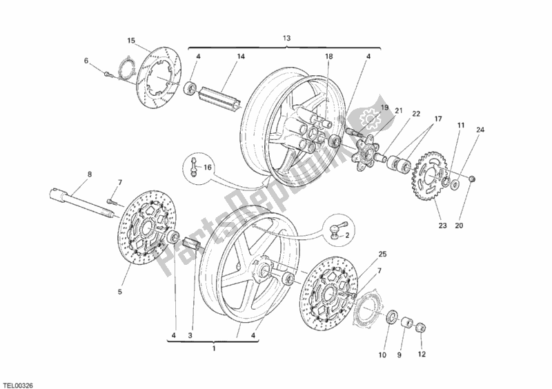 Todas as partes de Rodas do Ducati Sport ST3 S ABS 1000 2007